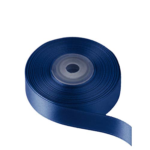 Image of Solid Color Double Faced Navy Blue Satin Ribbon 5 /8 inch X 25 Yards, Ribbons Perfect for Crafts, Wedding Decor, Bow Making, Sewing, Gift Package Wrapping and More
