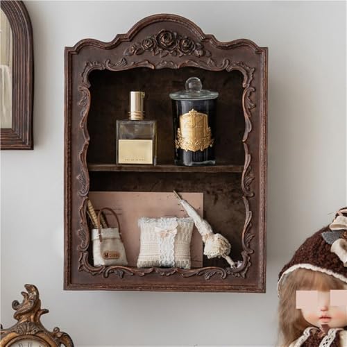 Gilubfckin Vintage Wall Cabinet, Rustic Small Wall Mount Display Shelf