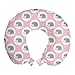 ABAKUHAUS Lunares Cojín de Viaje para Soporte de Cuello, Los erizos Suaves en Rondas, Viajes Siestas Leer Mirar TV, 30x30 cm, Rosa pálido Gris Blanco