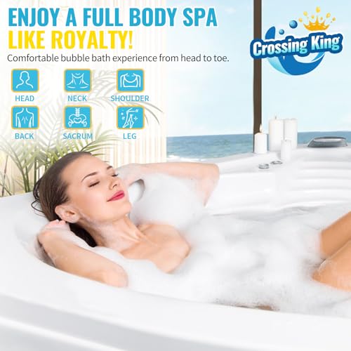 Crossing King Bubble Bath Mat Tub Spa Massager, Portable Spa Bubble Bath Massager with Upgraded Powerful Suction Cup, Electric Air Pump, Pillow and Remote Control for Relaxation 45 * 17in (Gray) by Crossing King - Image 7