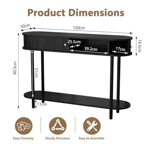 Mesa consola de madera con puerta de tambor de diseño artesanal 3