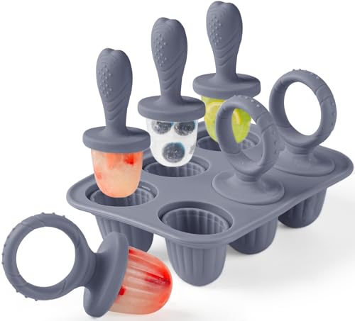 JRISBO Silikon Eisformen für Kinder 6X 17ML Mini Baby Eisformen Eis am Stiel mit Beißring Stiel für Kleine Hände BPA Frei Babybrei Eiswürfelform Popsicle Kleinkind Eisförmchen