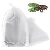 Thinp 100 Stück Einweg-Kaffeefilterbeutel Drip Coffee Bag mit Hängenden Selbstbefüllen Kaffee-Kaltbrüh-Beutel Kaffeefilterbeutel zum Aufhängen Teebeutel mit Kordelzug(Weiß)