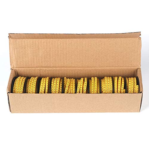 10 Rolls of 0-9 Number Tube,Yellow Flexible PVC Concave Cable Wire Markers Label Tag (6mm2)