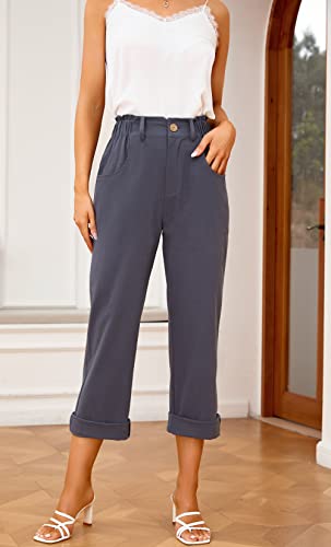 Vansha Women Cotton Cropped Straight Leg Crop Pants Ladies Casual Long Loose Pant Slacks2