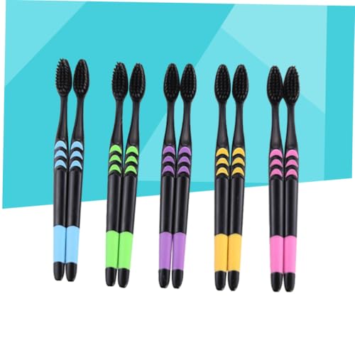 COLLBATH 10 Stück Teiliges Holz Zahnbürsten mit Aktivkohle Weiche Borsten Ergonomischer Rutschfester Griff Umweltfreundlich und Biologisch Abbaubar Zahnpflege für Zufällige Farbe – Bild 6