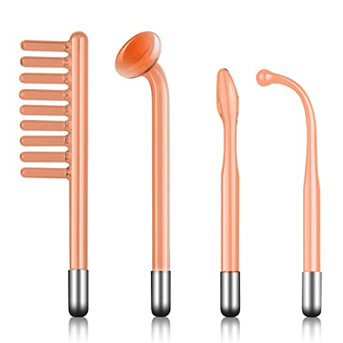 NewWay 4 Piece Set Neon Tube wirh Wand Compatible with NewWay High frequency wand,Replacement (Give away wand)