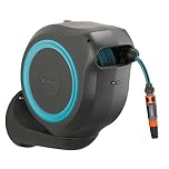 Gardena Wall-Mounted Hose Box Rollup M 20 m: Flexible Watering for Medium-Sized Gardens, Swivel Hose Reel, with wall Bracket, System Parts and Nozzle, Including 20 m Gardena Hose (18610-20)