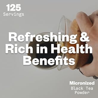 Purisure Instant Black Tea Powder, 125g, Pure Formula, Quick Dissolve for Hot/Cold Tea, Unsweetened Instant Tea Powder for Beverages, Baking, Energy & Health Boost, No Additives, Non-GMO, 125 Servings