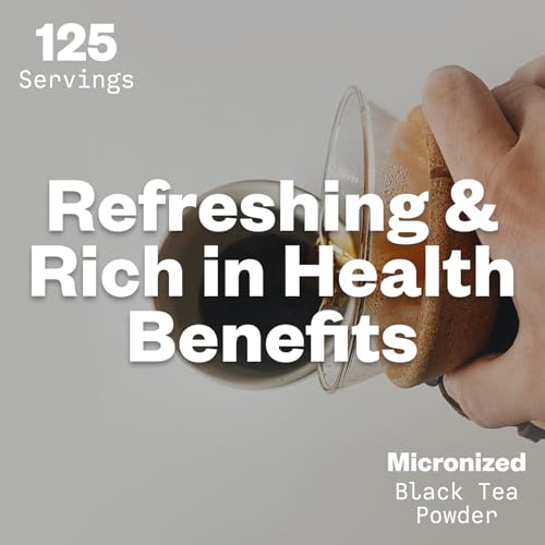 Purisure Instant Black Tea Powder, 125g, Pure Formula, Quick Dissolve for Hot/Cold Tea, Unsweetened Instant Tea Powder for Beverages, Baking, Energy & Health Boost, No Additives, Non-GMO, 125 Servings