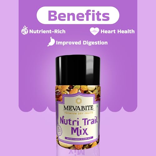 Image of MEVABITE Nutri Superfood Healthy Trail Mix 200g - Mixed Roasted Almond, Seeds Flax, Pumpkin, Sunflower | Dried Black Currant, Cashew, Cranberries with Black Raisins and Cherry | Healthy Snack