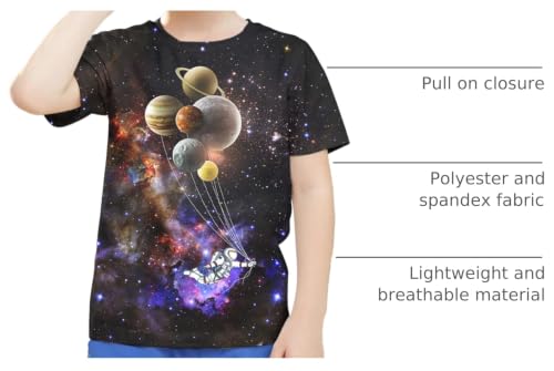 Image of Linnhoy Kids 3D Print Fashion Graphic T-Shirts for Boys Girls 6-16 Years | Unisex Colorful Short Sleeve, Crewneck, Breathable Fabric, Suitable for Daily Sport Festival Wear