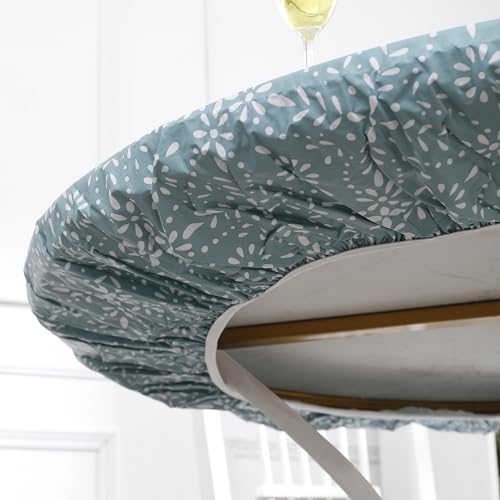 Walrus Round Vinyl Fitted Tablecloth with Flannel Backing Elastic Edge Design Table Cover Waterproof Oil-Proof PVC Table Cloth Stain-Resistant Best for 37"-44" Round by Walrus - Image 6
