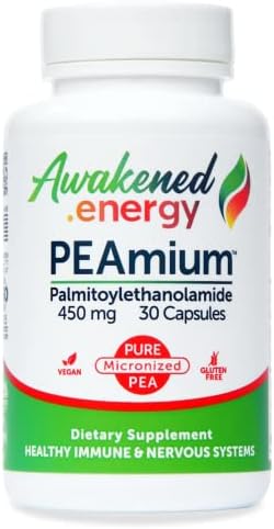 PEAmium Palmitoylethanolamide (Pea) Supplement – 450mg 100% Natural Micronized Neuropathy Pain Relief Pills – Promotes Healthy Immune System, Inflammatory Response & Nerve Balance – 30 Vegan Capsules