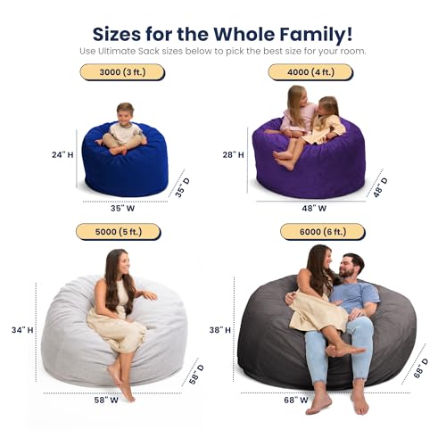 ULTIMATE SACK 4ft Bean Bag Chair, Oversize Bean Bag Chair for Adults, Comfy Chair Bean Bag Couch Lounge Sofa Loveseat Furniture | Orange Fur - Thumbnail 2