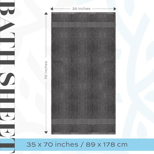 Image of White Classic Luxury Bath Sheets Towels for Adults Extra Large | Highly Absorbent Hotel Collection | 35x70 Inch | 2 Pack (Charcoal Gray)