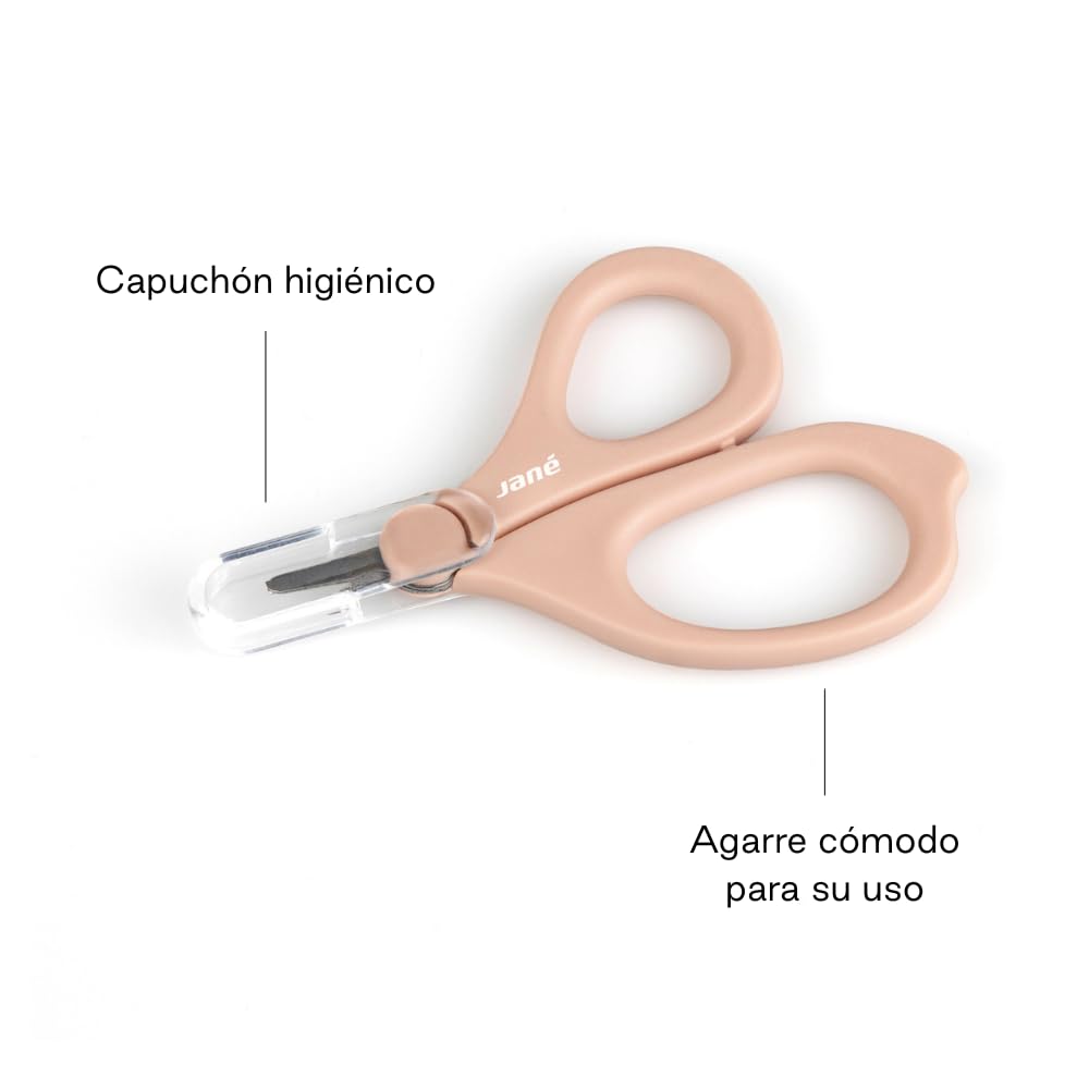 Jané Tijeras Cortauñas para Bebé y Recién Nacido, Punta Redondeada y Hoja Corta, Acero Inoxidable, Ergonómico, con Capuchón de Seguridad, Rosa — view 3