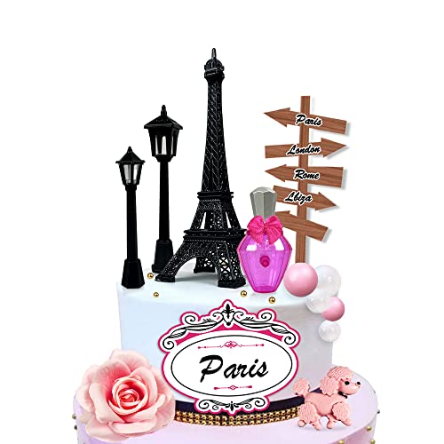 16 Pcs Black Tower Cake Topper Decoration For Birthday Bridal Shower Wedding Girl Celebration Gift #TOP12