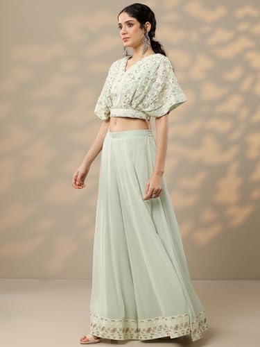 Image of Libas Art Womens Embroidered Georgette Co ord Set for Women | daily wear | casual wear | office wear