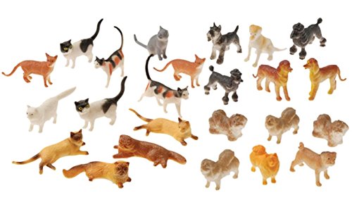 Nikki's Knick Knacks 24 Plastic Cat and Dog Figure Toys