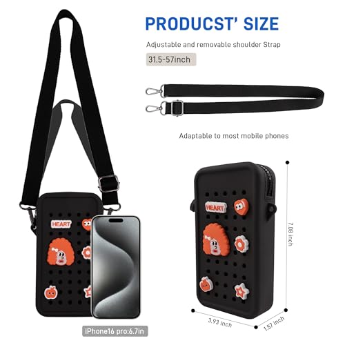 CANDY Small Crossbody Bag with Wide Shoulder Strap and Larger Holes for Charms – Adjustable, Stylish, and Comfortable Everyday Bag (Black)4