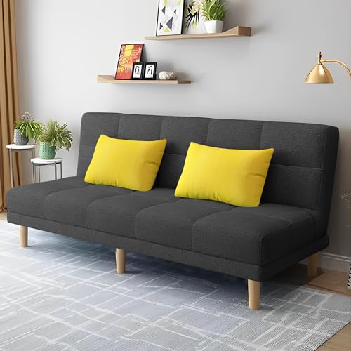 Image of Casaliving Broden 3 Seater Sofa Cum Bed for Living Room (Black Fabric) Premium Fabric Sofa