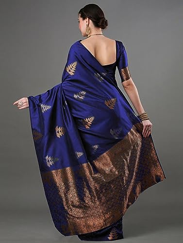 Image of Flosive Women's Dark Color Kanjivaram Silk Saree With Weaving Work