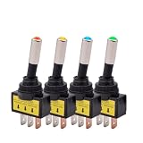 Getdoublerich 12 mm per spst LED per interruttore a levetta, 12 V 20 A 2 posizioni On/Off Rocker con luce blu, montaggio a pannello a 3 pin per auto, barca, camion DC 12/24 V