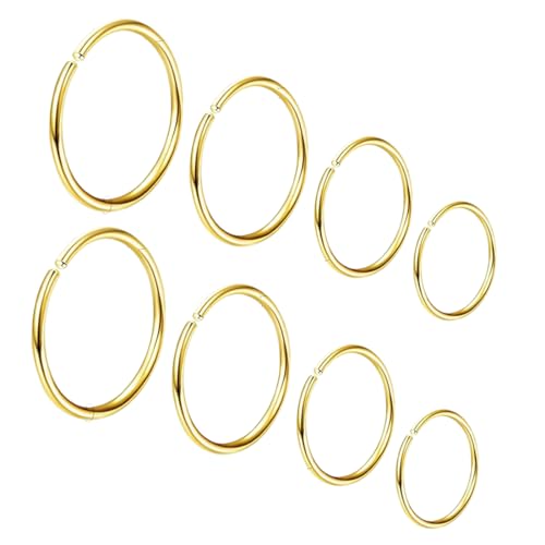 COYUN 8 Stück 316L Edelstahl Nasenpiercing Ring Helix Piercing Hypoallergen 16G Nasenringe Conch Septum Tragus Ohr Piercings für Damen Herren 6mm/8mm/10mm/12mm,Gold