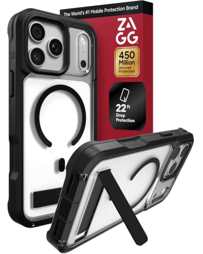 ZAGG Rainier Phone Case with Stand for iPhone 18 Pro Max/ 17 Pro Max, Black