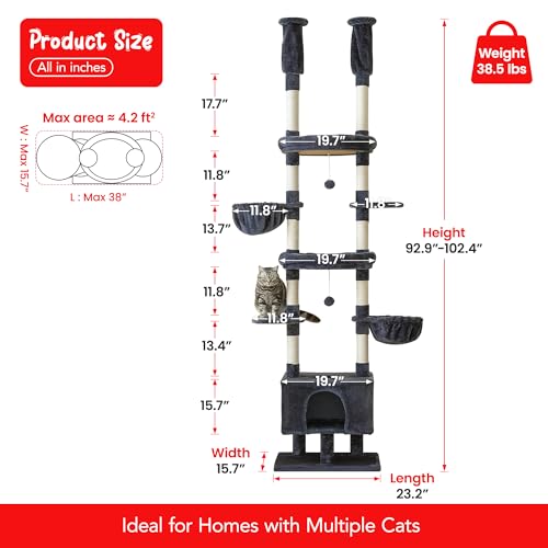 Torre para gato ajustable 7 niveles interior miniatura 6