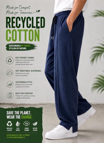 Image of ENDEAVOUR WEAR Men's Baggy Oversized Track Pants | Premium Cotton Rich Fabric | Straight Loose Fit Non-Cuffed | Gym, Streetwear & Casual Comfort Track Pants Lounge Pants