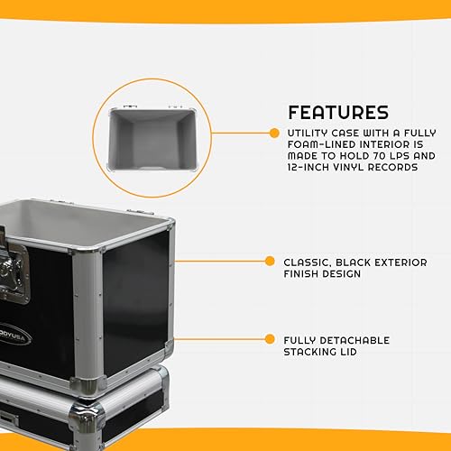 Odyssey KLP2SIL KROM Series Record Utility Case - Fits 70 Individual 12" Vinyl Records and LPs - Portable Storage Box for Records- Foam Lined Interior - Black by Odyssey - Image 9