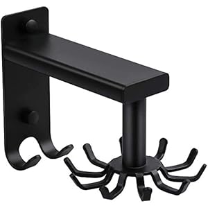 Beada Keukengerei Rek Wandmontage, Potten en Pannen Opknoping Rek, Schuifrail Roterend Pottenrek met 10 afneembare haken