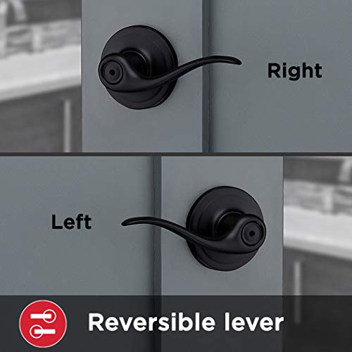 Kwikset 97300-860 Tustin Door Handle Lever With Traditional Wave Design For Home Bedroom Or Bathroom Privacy In Iron Black #TOP2