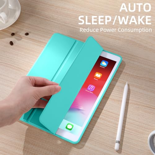 Akkerds Case Compatible with iPad 10.2 Inch 2021/2020/2019, for iPad 9th/8th/7th Generation with Pencil Holder, Protective Cover with Soft TPU Back, Auto Sleep/Wake, WaterBlue by Akkerds - Used condition - Image 8