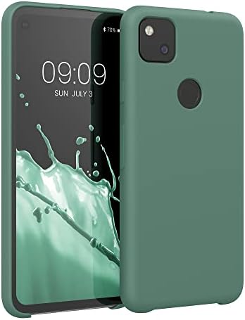 kwmobile TPU Silicone Case Compatible with Google Pixel 4a - Case Slim Phone Cover with Soft Finish - Blue Green