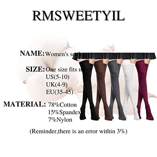 XKUN Medias hasta el muslo por encima de la rodilla calcetines altos para las mujeres medias largas lindas piernas gruesas calentadores de algodón tubo alto chica calcetín