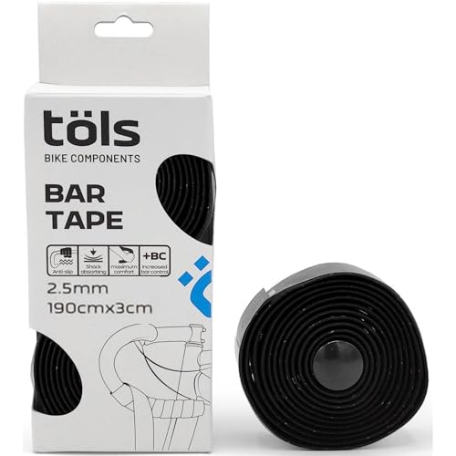TÖLS BIKE COMPONENTS Bar Tape Cinta Manillar Bicicleta Carretera – Cinta de Manillar Ligera y Antivibración 2.5mm – EVA Alta Densidad – Máximo Agarre y Confort – Incluye Tapones