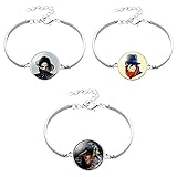 3PCS One Set 925 Silver Plated Multilayer Woven MJ Bracelets Michael Jackson Army card Stainless...