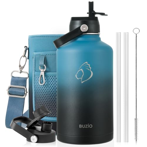Image of BUZIO 64 oz Insulated Stainless Steel Water Bottle with Dust-proof Lids