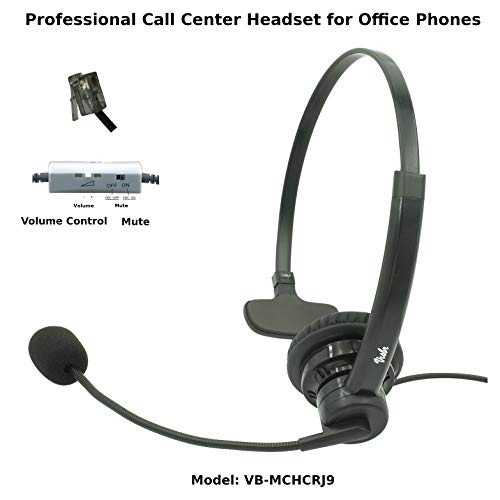 Professional Single Ear Noise Canceling Office/Call Center Headset with RJ9 connector Works