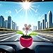 Rose Red Solar Dancing Flower for Car Decor Funny Gifts for Friends Solar Power Kits Car Dashboard Decorations - Funny Solar Powered Dancing Flower Pot Flower Swinging Toy Decoration