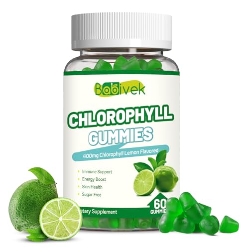 Babivek Chlorophyll Gummies Supports Healthy Skin and Internal Deodorant* & Immune System with ACV Black Seed Oil Probiotics Non-GMO Sugar Free Vegan 60 Gummies