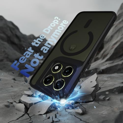 Image of RIGGEAR Shockproof Sleek Hybrid Armor Magnetic Back Cover Case Compatible with MagSafe Accessories for Motorola Moto Edge 70 Pro /Edge 70 Pro Plus 5G (Smoke Black Matte PC + Black TPU Bumper)