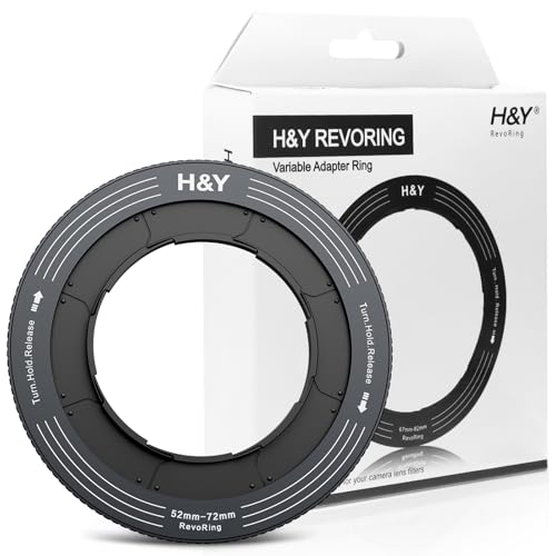 H&Y Step-Up Rings Adapter Variable Step Up Ring Lens Filter Adapter Rings Stepping Up Ring 52-72mm to 77mm Dark Grey, RevoRing Series