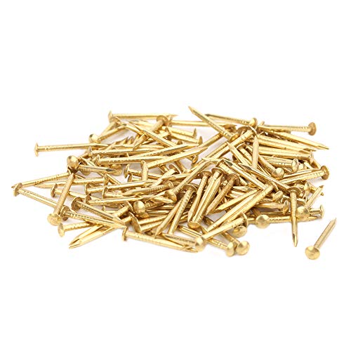 Yosoo 100 piezas clavos de cabeza redonda de latón vintage 18 mm para manualidades y colgado de cuadros miniatura 1