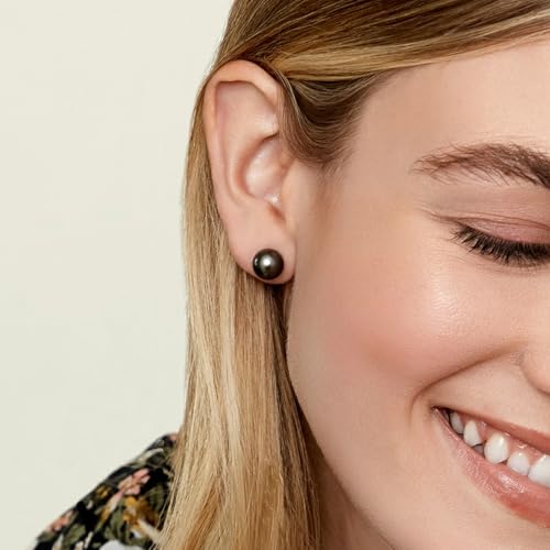 THE PEARL SOURCE Tahitian Real Pearl Earrings for Women - Black 14k Gold Stud Earrings | Hypoallergenic Earrings with Genuine Cultured Pearls Pearl Gifts for Christmas, Holidays and Anniversary3