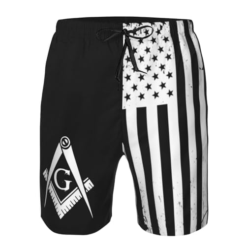 NAFSKL Freemason Masonic Gift Mens Swim Trunks Board Shorts Quick Dry Swim Shorts Summer Swimsuit Beach Shorts with Pockets