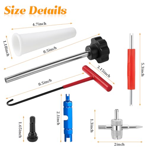 Image of 3PCS Tire Valve Stem Tool Kit Replacement Installation Set Red